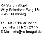 Wenn Sie die Adressangaben nicht sehen, dann aktievieren Sie bitte die Bilddarstellung.